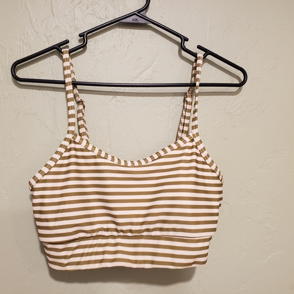 Lime Ricki Swimsuit Top, Green Stripe, medium